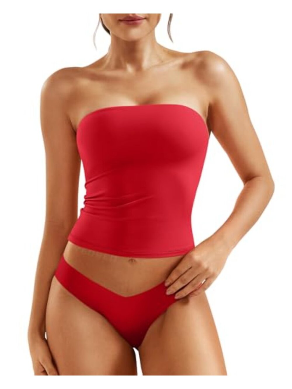 Women's Double Lined Tube Top Strapless Crop Bandeau Nylon Spandex